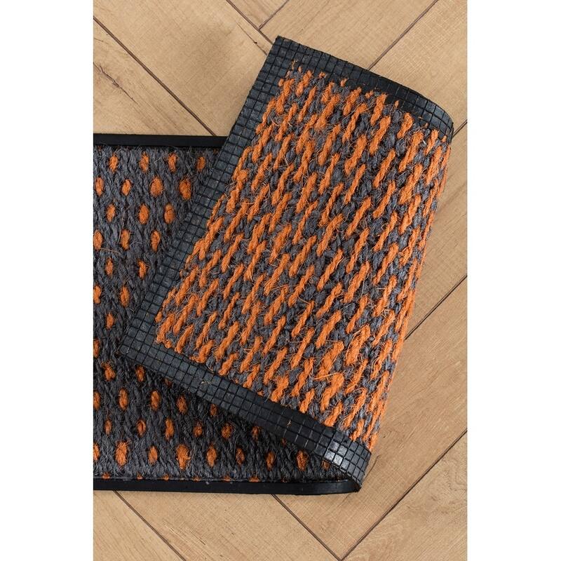 Natural and Recycled Rubber Boot Tray with Gray and Orange Coir Insert