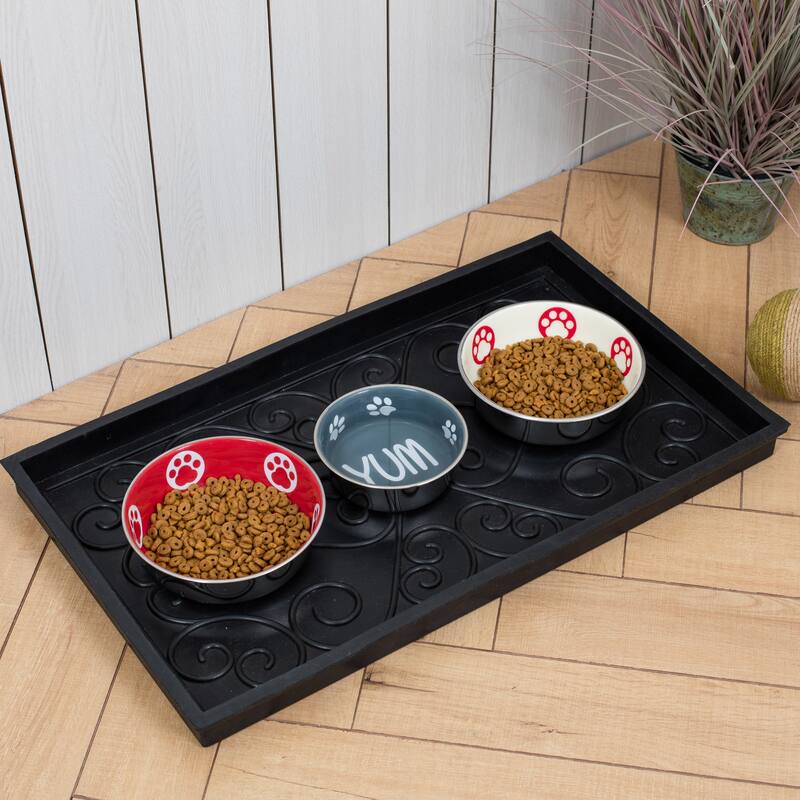 Natural and Recycled Rubber Boot Tray with Gray and Orange Coir Insert