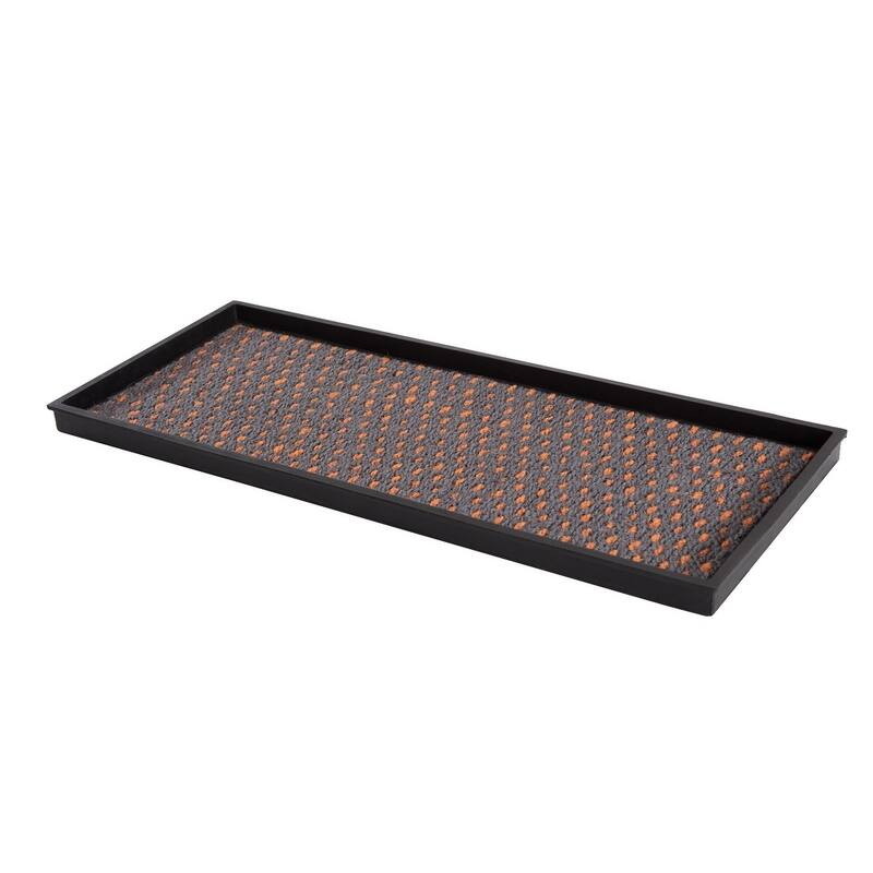 Natural and Recycled Rubber Boot Tray with Gray and Orange Coir Insert - Medium