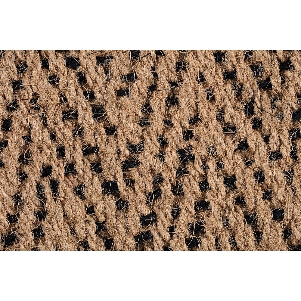 Natural & Recycled Rubber Boot Tray with Tan & Black Chevron Coir Insert, Size: 24.5 inch x 14 inch