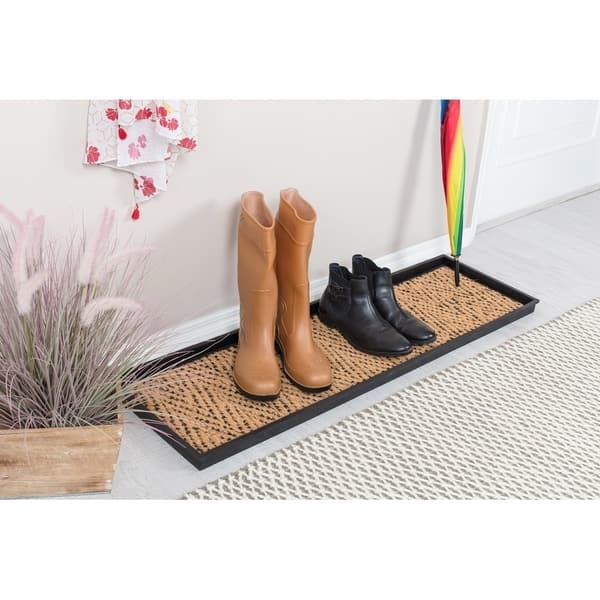 Natural and Recycled Rubber Boot Tray with Tan and Black Coir Insert - On  Sale - Bed Bath & Beyond - 29925688