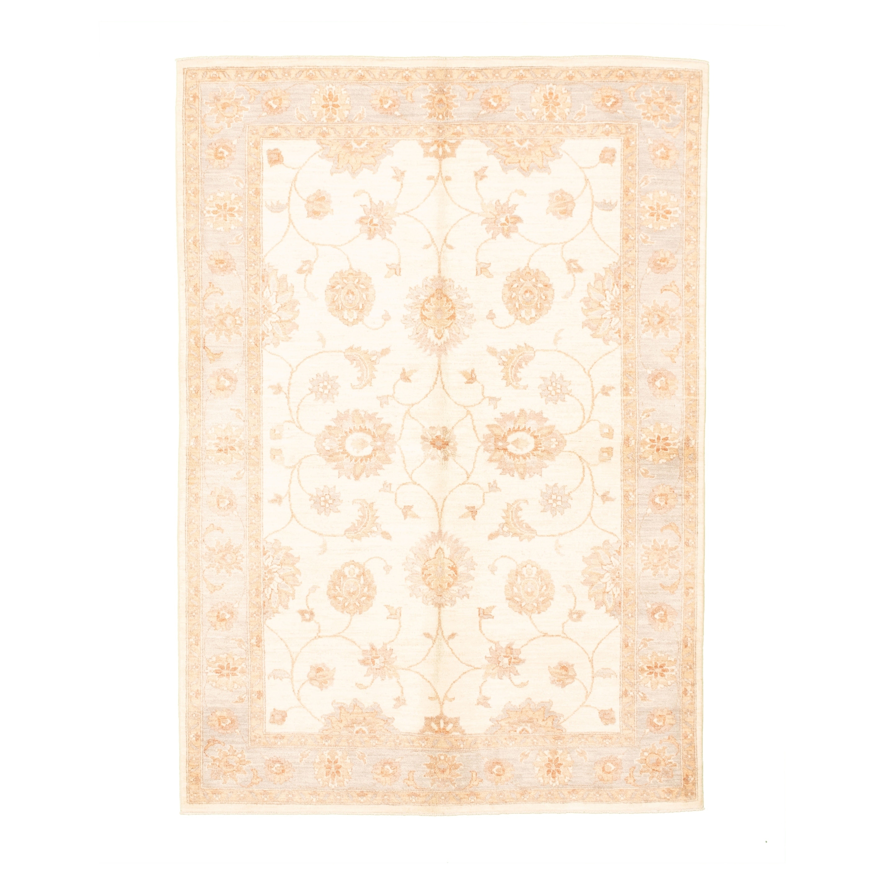 Cream Floral 8X8 Oushak Oriental Square Rug