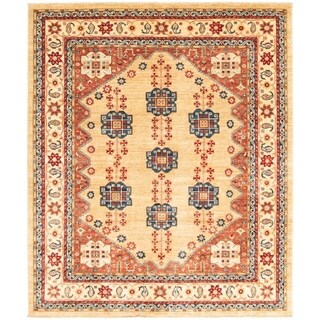 Hand-knotted Aryana Blue, Ivory Wool Rug Ecarpetgallery - 8'1 X 9'8 