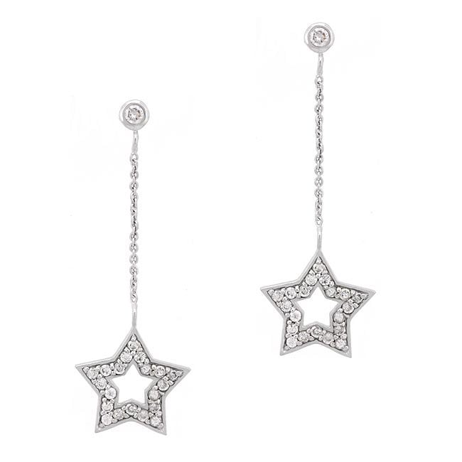 Icz Stonez Sterling Silver Cz Star Dangle Earrings On Icz Stonez Sterling Silver Cz Star Dangle Earrings