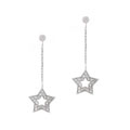 Icz Stonez Sterling Silver CZ Star Dangle Earrings