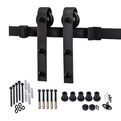 Dogberry 78- 3/4-in Matte Black Top Mount Barn Door Hardware