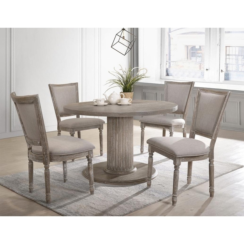 Best Master Furniture 5 Pieces Vintage Grey Round Dinette Set