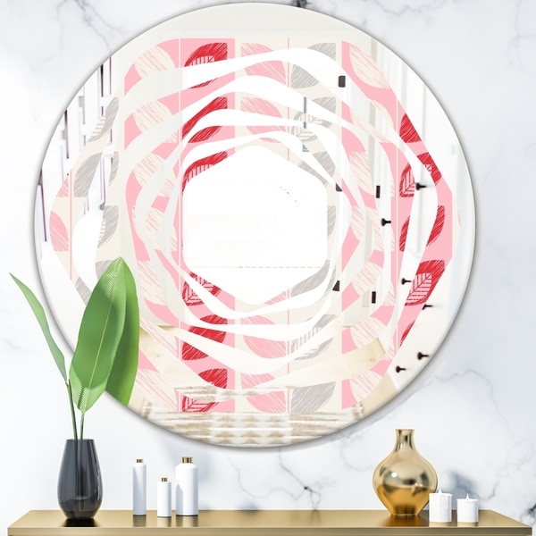 Designart 'Botanical Retro Design I' Modern Round or Oval Wall Mirror - Whirl