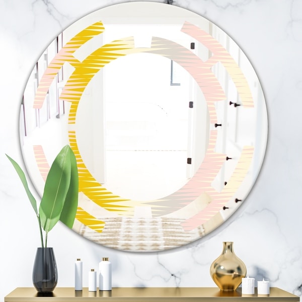 Designart 'Retro Abstract Design IV' Modern Round or Oval Wall Mirror - Space