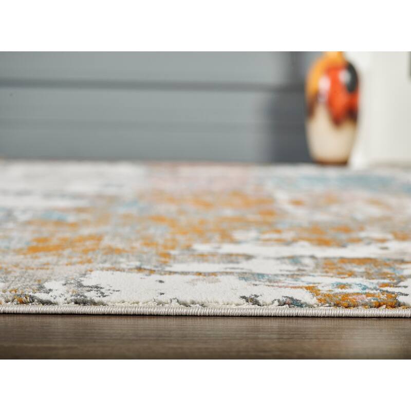 Copper Grove Toldsdorf Distressed Blue and Burnt Orange Area Rug
