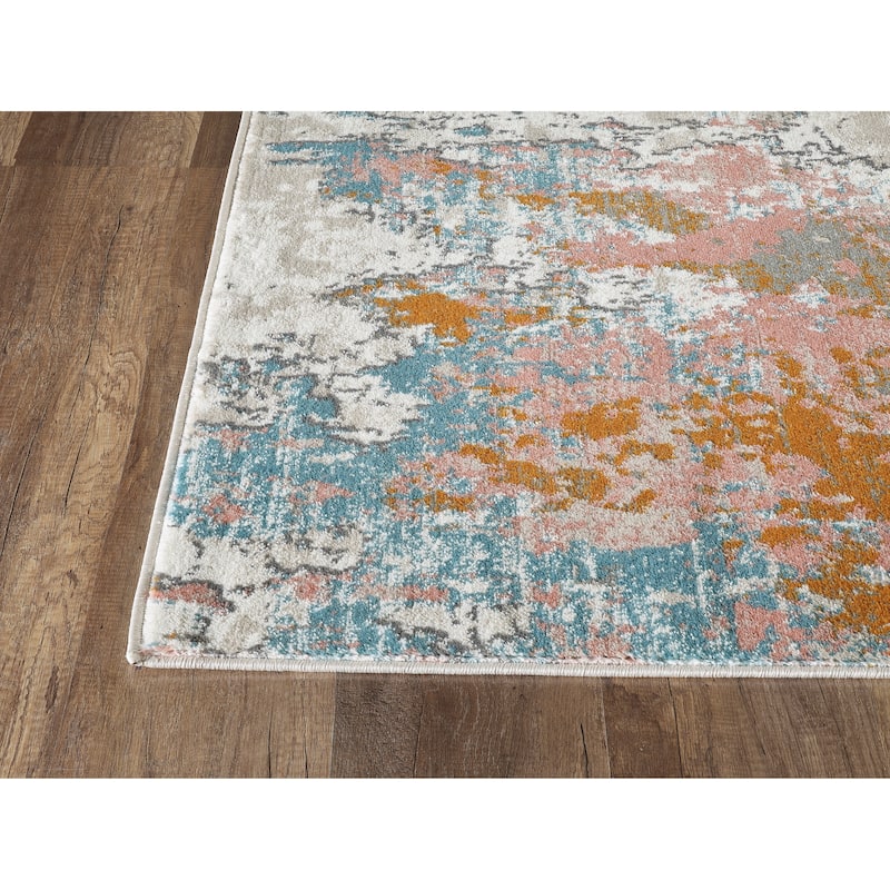Copper Grove Toldsdorf Distressed Blue and Burnt Orange Area Rug