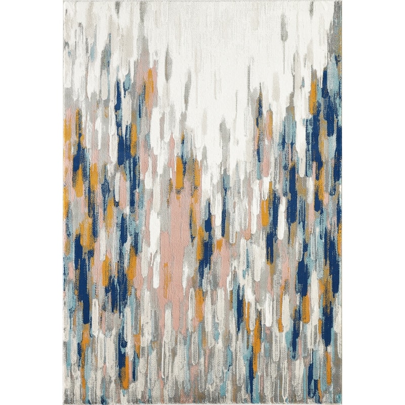 Abani Porto Contemporary Abstract Area Rug - 3' x 5' - Orange