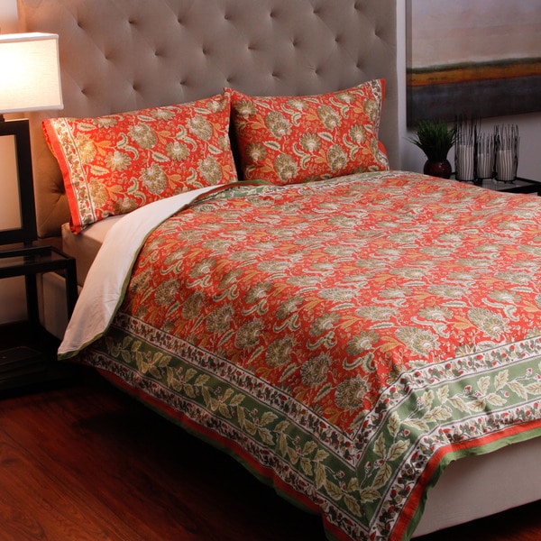 Shop Cotton Hand-block-printed Flower King-size Duvet ...