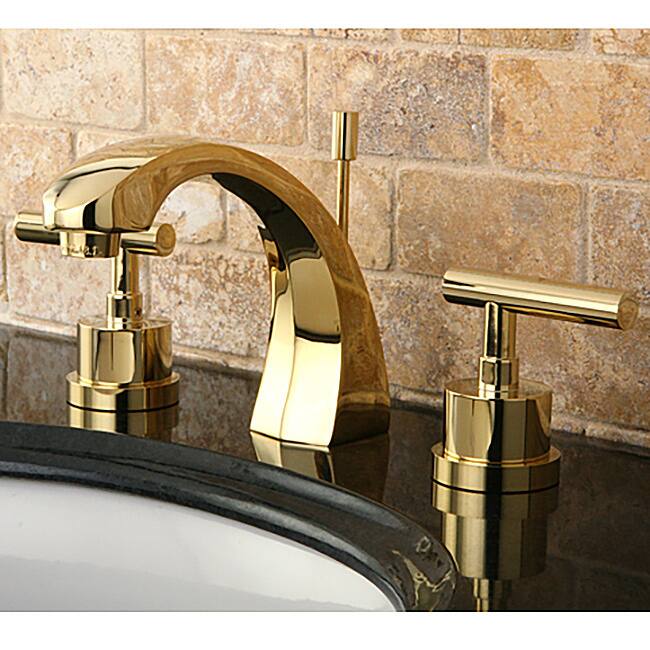 Kingston Brass Concord Double Handle Widespread Polished Brass Bathroom Faucet