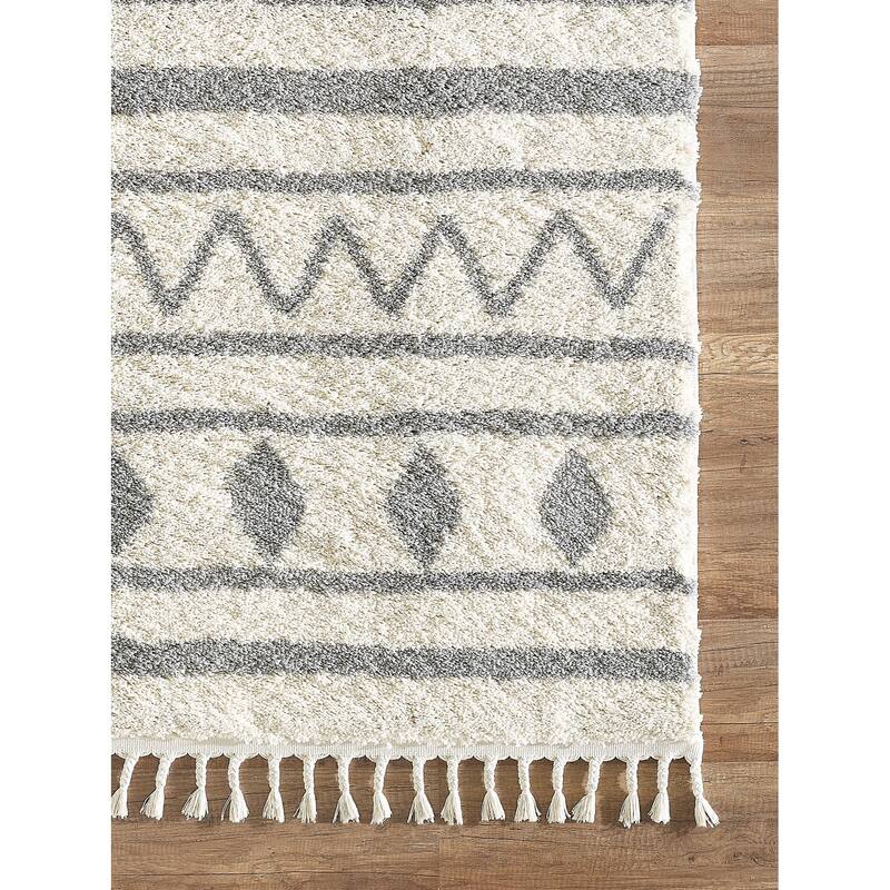 Abani Willow Tribal Rectangle Moroccan Nomadic Ivory Area Rug