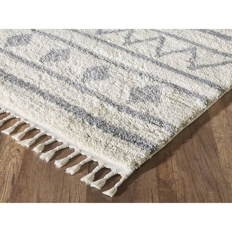 Abani Willow Tribal Rectangle Moroccan Nomadic Ivory Area Rug
