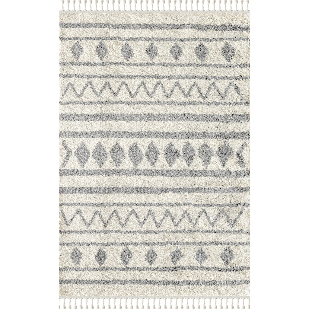 Abani Willow Tribal Rectangle Moroccan Nomadic Ivory Area Rug