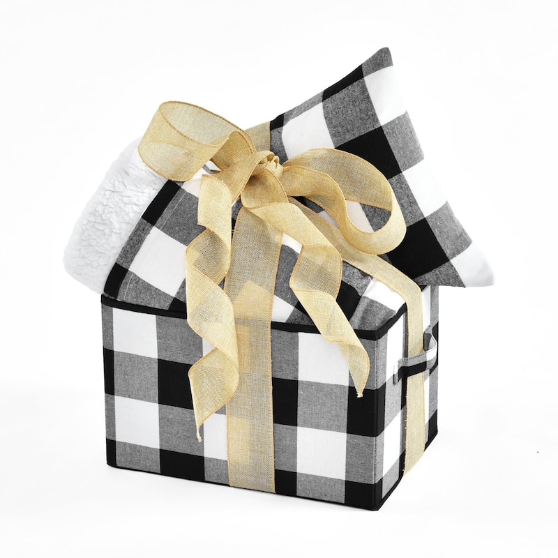 Lush Decor Woven Buffalo Check Box-Throw-Dec Pillow 3 Piece Gift Set