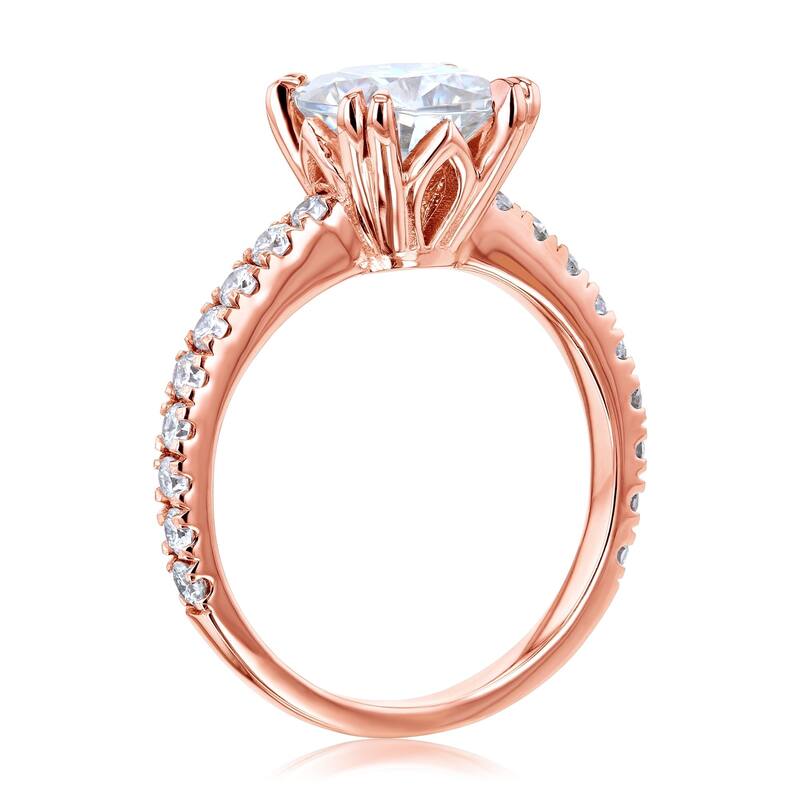 Annello by Kobelli 14k Gold 2-1/2ct TGW Forever One Cushion Moissanite and Diamond Tulip Head Engagement Ring (DEF/VS, GH/I)