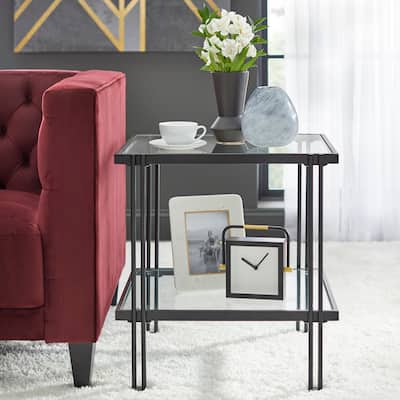 Lifestorey Folio Metal and Glass End Table