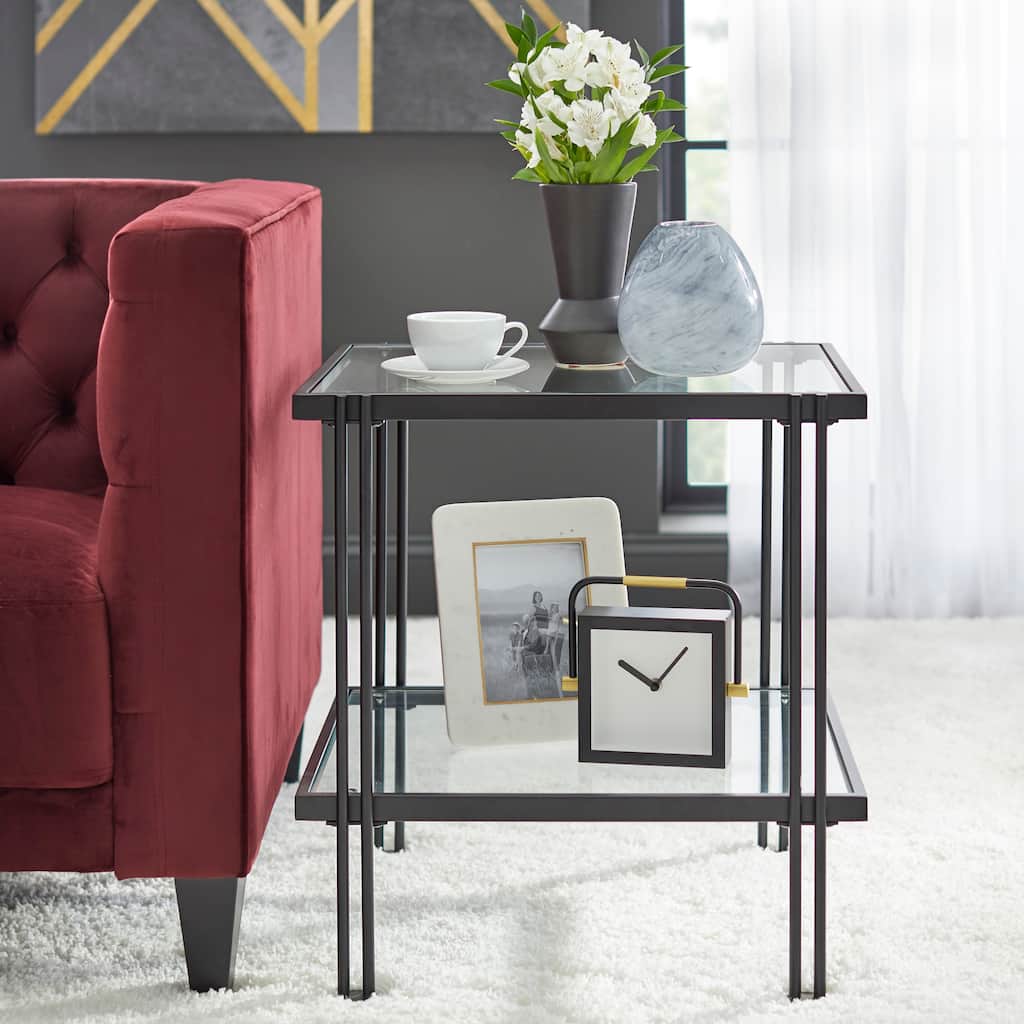 Lifestorey Folio Metal and Glass End Table