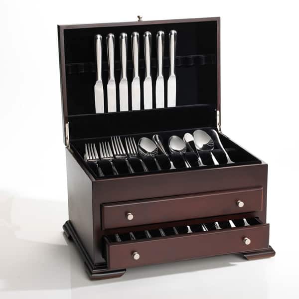 Shop Wallace Walnut 2 Drawer Flatware Chest Free Shipping Today