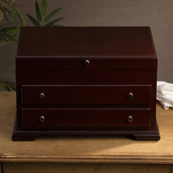 Shop Wallace Walnut 2 Drawer Flatware Chest Free Shipping Today