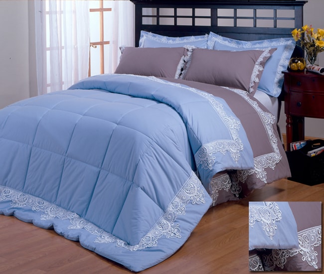 Lace trimmed 330 Thread Count 3 piece Down Alternative Comforter Set