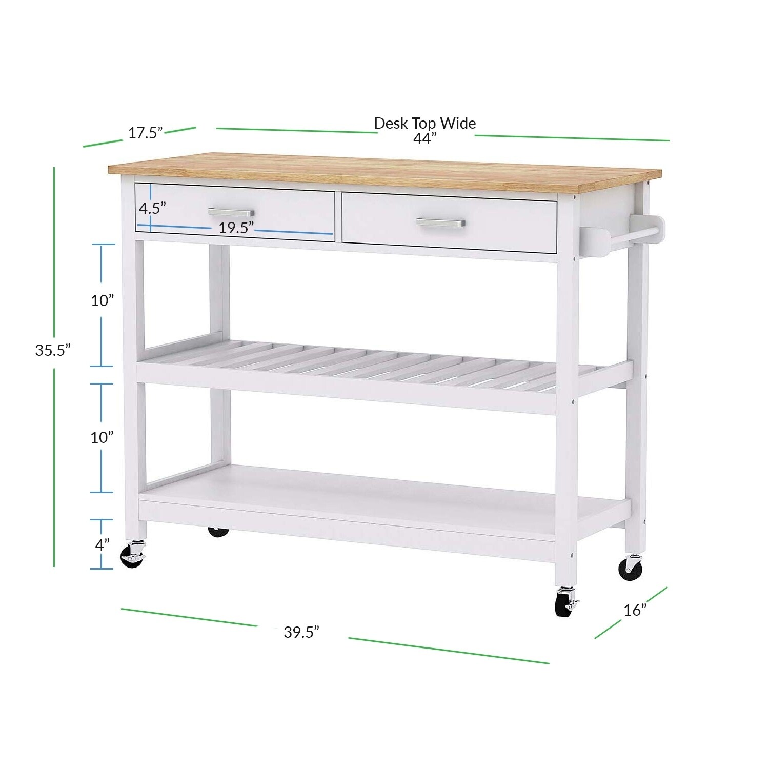 Shop Clevr Rolling Kitchen Cart Island Trolley With Rubberwood Top