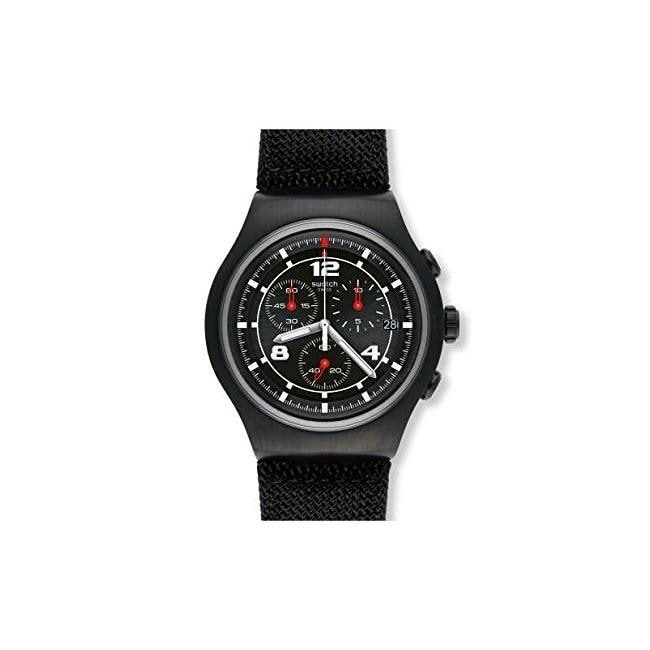 swatch men's leather strap watch