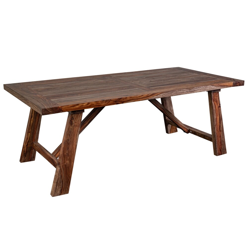 Porter Designs Wanderloot Kalispell Solid Sheesham Wood Dining Table, Harvest