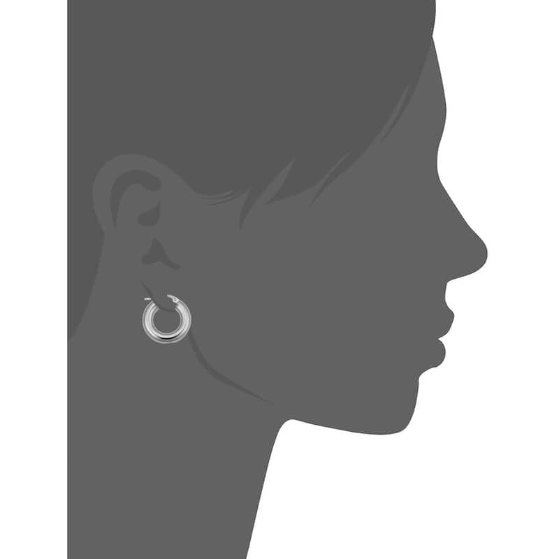 14k White Gold High Polish Hoop Earrings (10 millimeter, 15 millimeter or 20 millimeter)