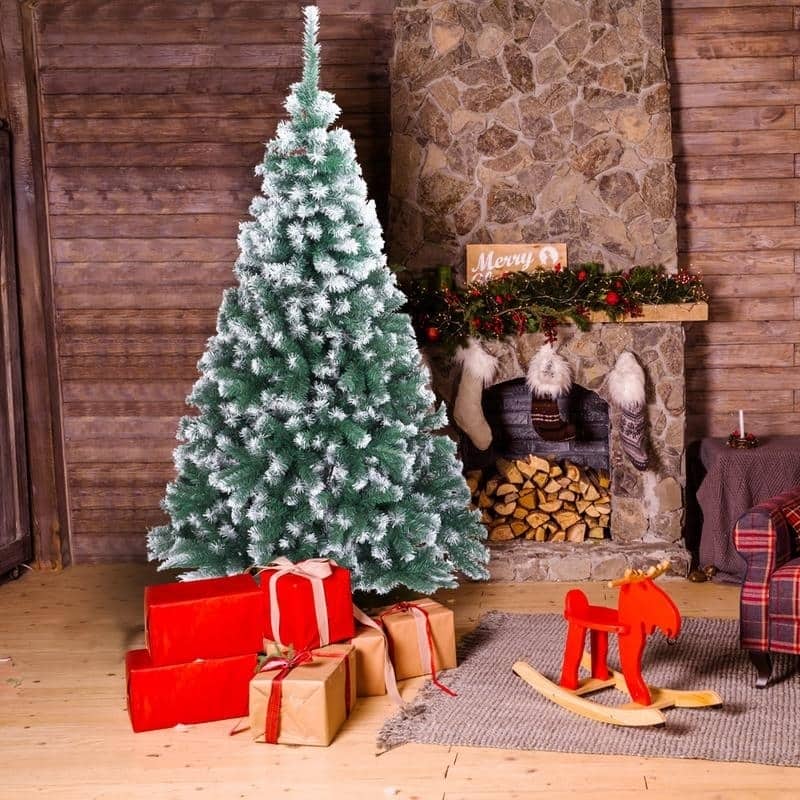 7FT 870 Branches Spray White PVC Artificial Christmas Tree Christmas Home Decorations - 7 Foot - Green