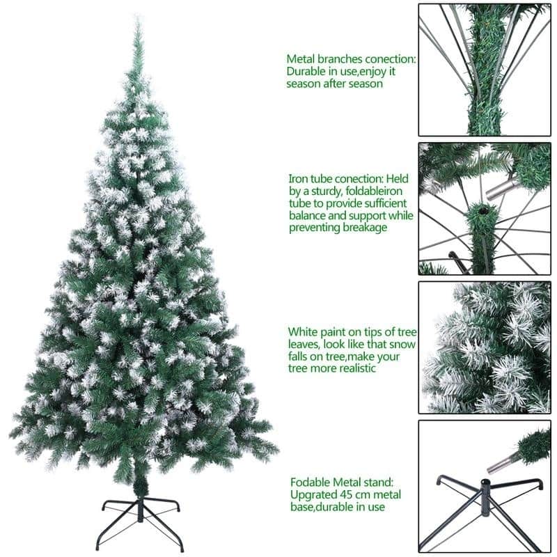 7FT 870 Branches Spray White PVC Artificial Christmas Tree Christmas Home Decorations