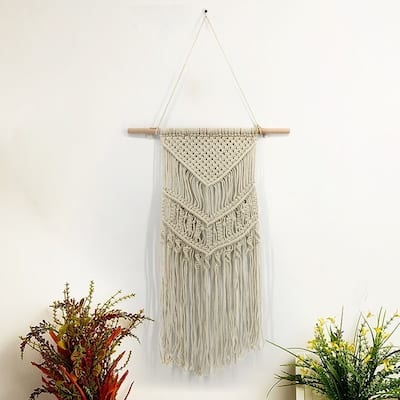 Bohemian Macrame Tapestry Wall Hanging Decorative Blanket Hand Woven Wall Tapestry Cotton Rope Blanket