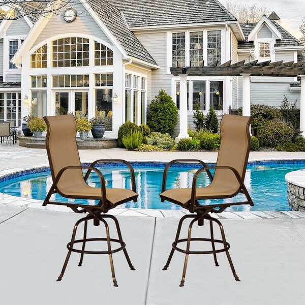 Shop 2 Patio Swivel Bar Stool Cast Aluminum Furniture Textilene Fabric