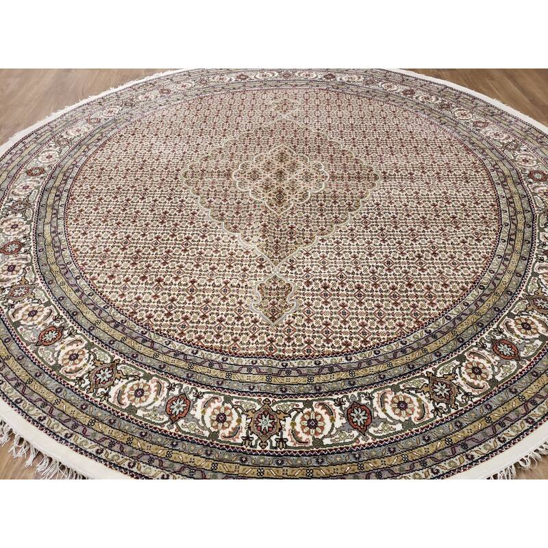 FineRugCollection One-of-A-Kind Fine Tabriz W/Silk Round Rug - 9'10" x 9'10"