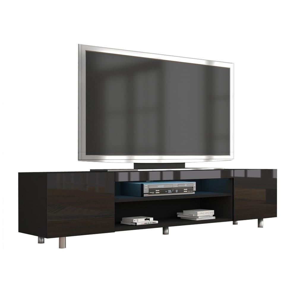 Modern 47-63inch Black and Matt Finish TV Unit Stand Cabinet LED Lights+2 Drawer