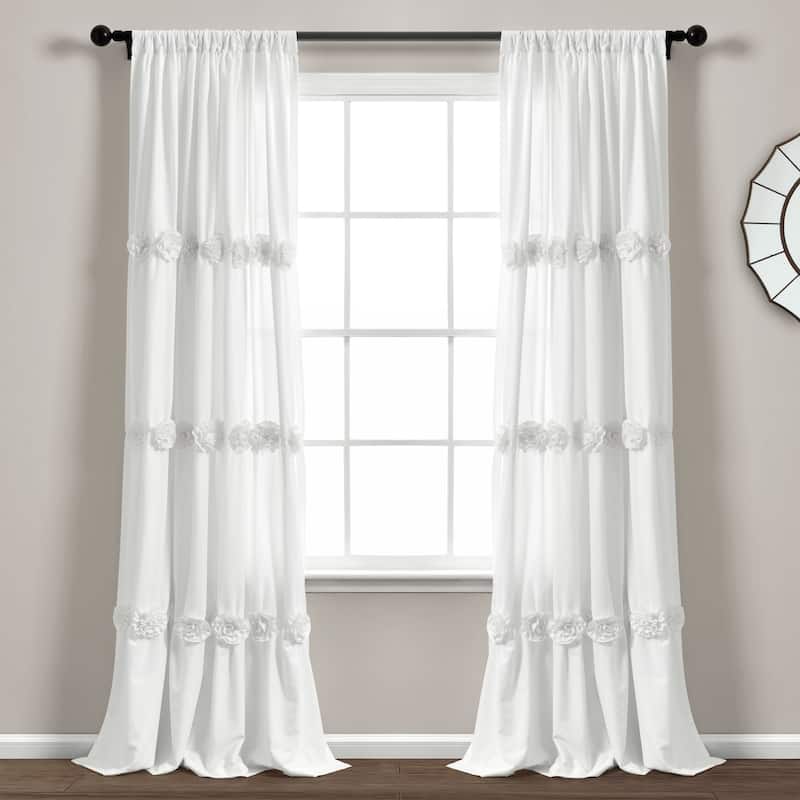 Lush Decor Darla Window Curtain Single Panel - 84" x 40" - 84" x 40" - 84 Inches - White