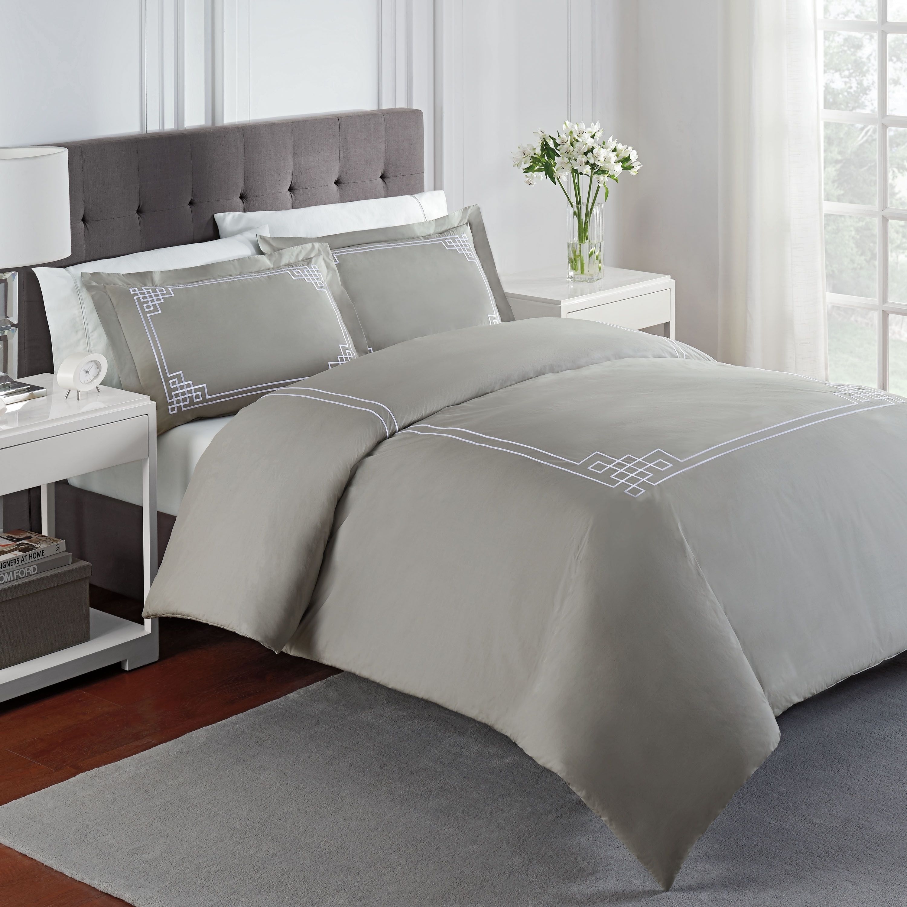 Shop Martex Solid Percale Embroidered Comforter Set Free