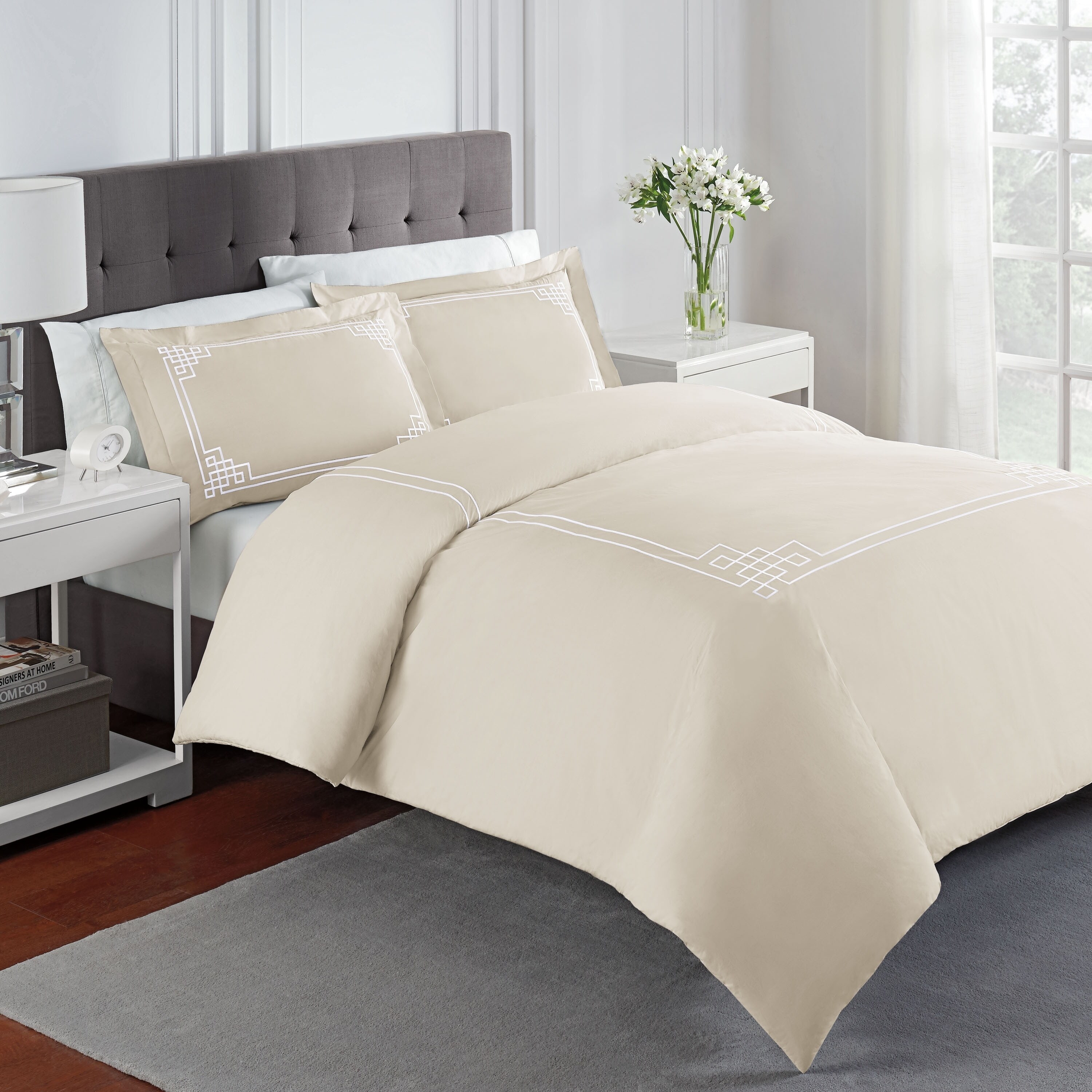 Shop Martex Solid Percale Embroidered Comforter Set Free