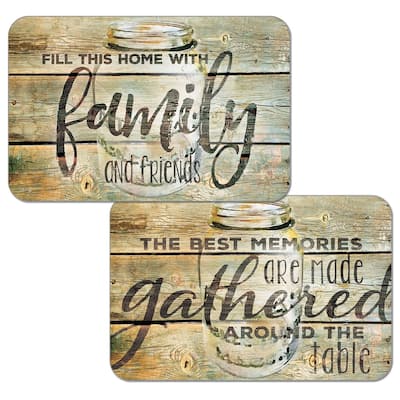 Reversible Wipe-clean Plastic Placemats Set of 4 - Family Time