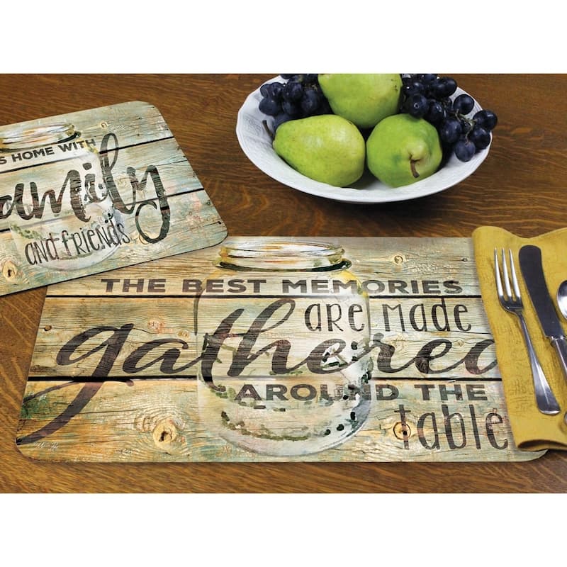 Reversible Wipe-clean Plastic Placemats Set of 4 - Family Time