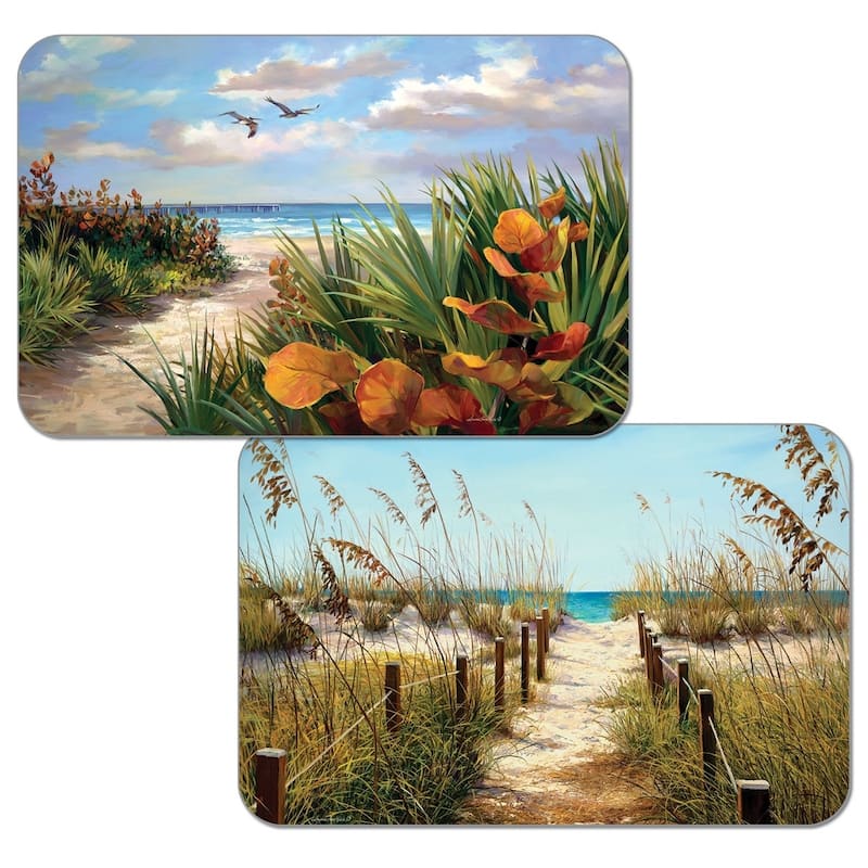 Reversible Wipe-clean Plastic Placemats Set of 4 - Path to the Ocean
