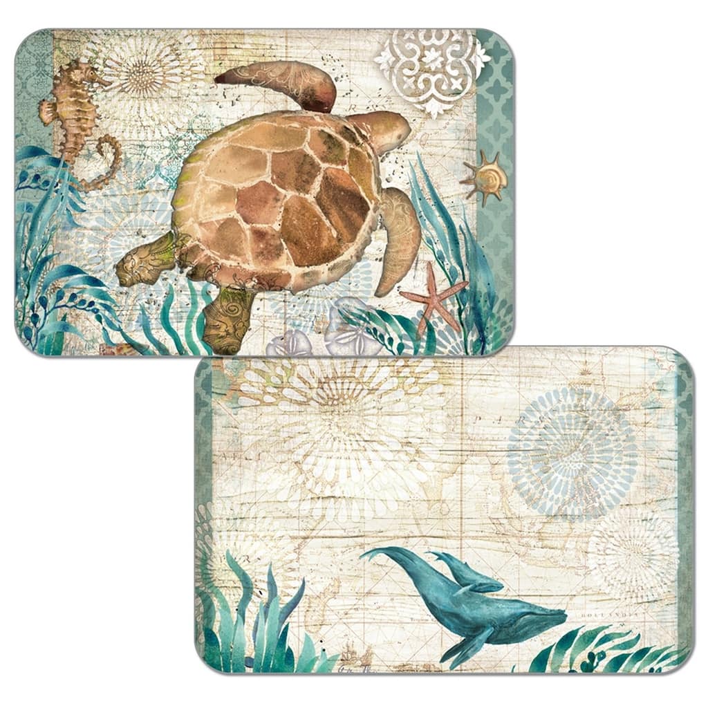 Reversible Wipe-clean Plastic Placemats Set of 4 - Monterey Bay