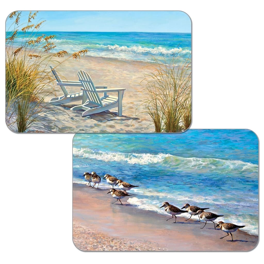 Reversible Wipe-clean Plastic Placemats Set of 4 - Ocean View