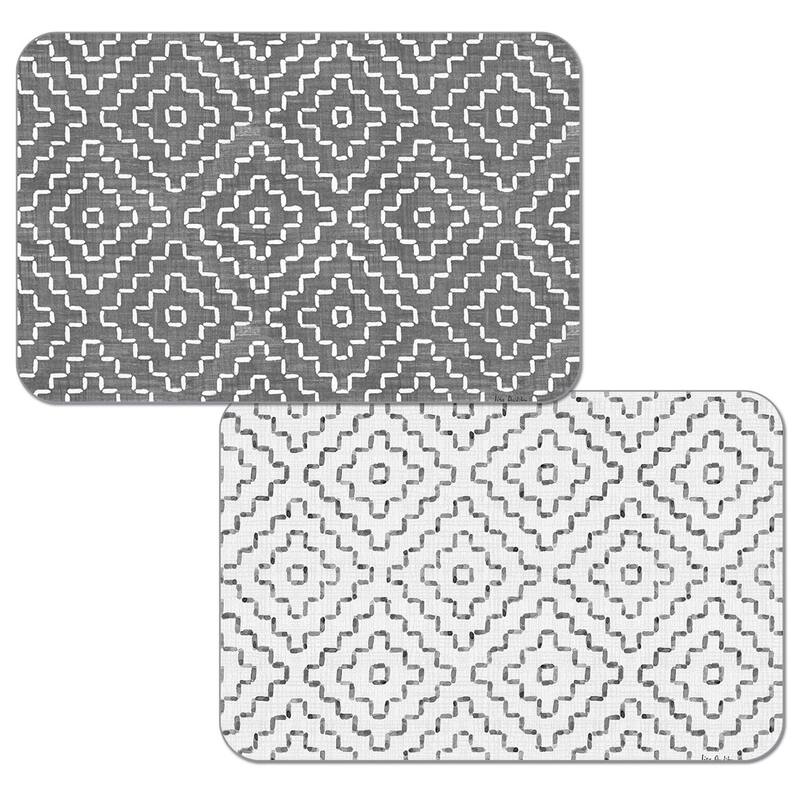 Reversible Wipe-clean Plastic Placemats Set of 4 - Grey Flannel