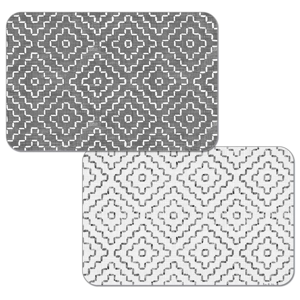 Reversible Wipe-clean Plastic Placemats Set of 4 - Grey Flannel