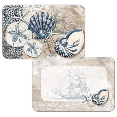 Reversible Wipe-clean Plastic Placemats Set of 4 - Tide Pool Shells