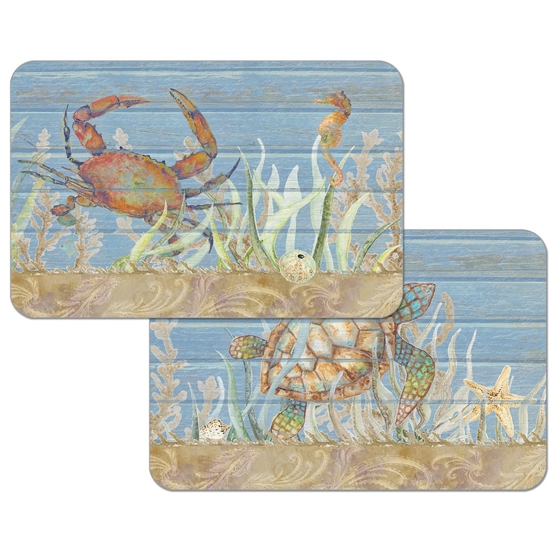 Reversible Wipe-clean Plastic Placemats Set of 4 - Under the Sea